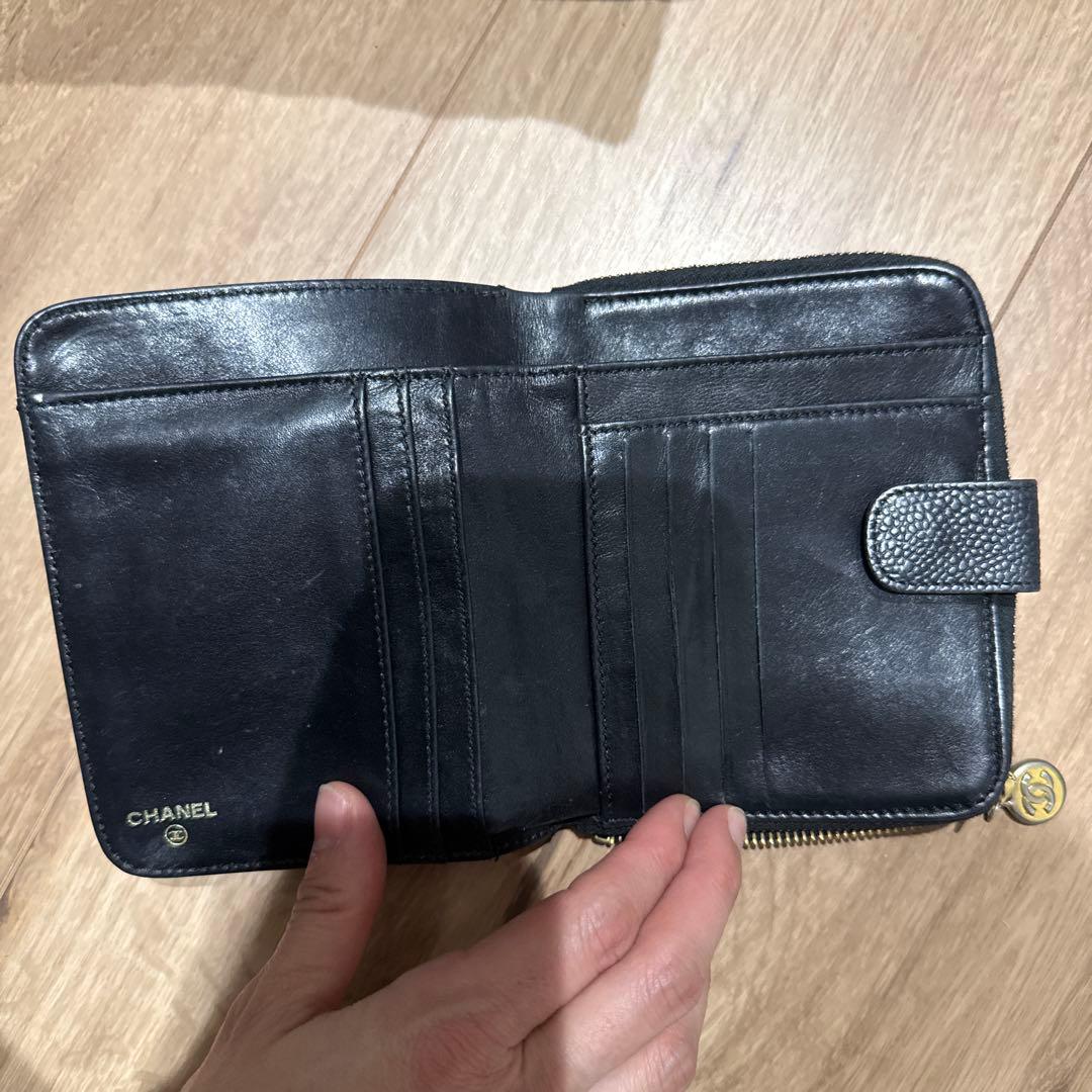 c*読様 CHANEL 二つ折り財布 ブラック キャビアスキン