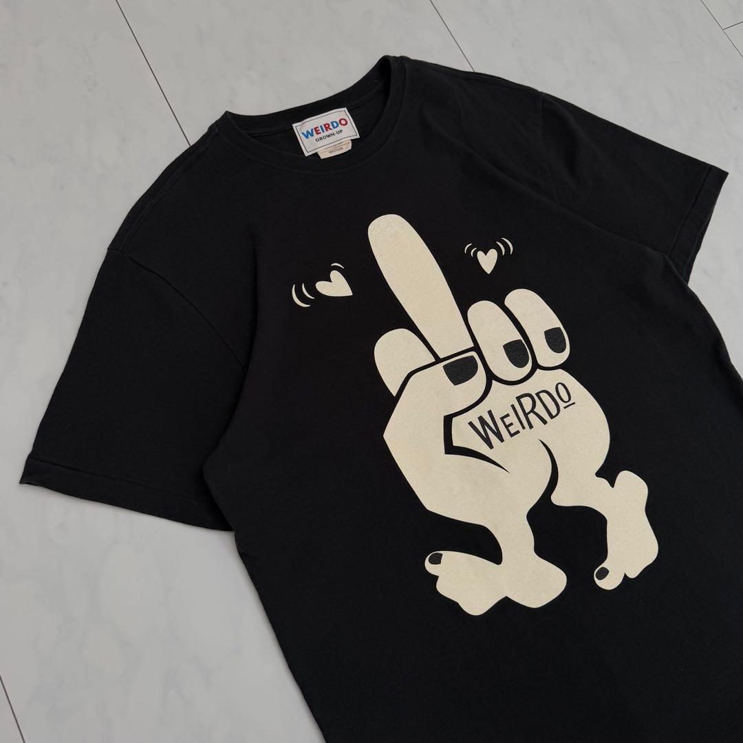 WEIRDO Tシャツ　ミドルフィンガー　中指　ロゴプリント　ブラック　美品　M