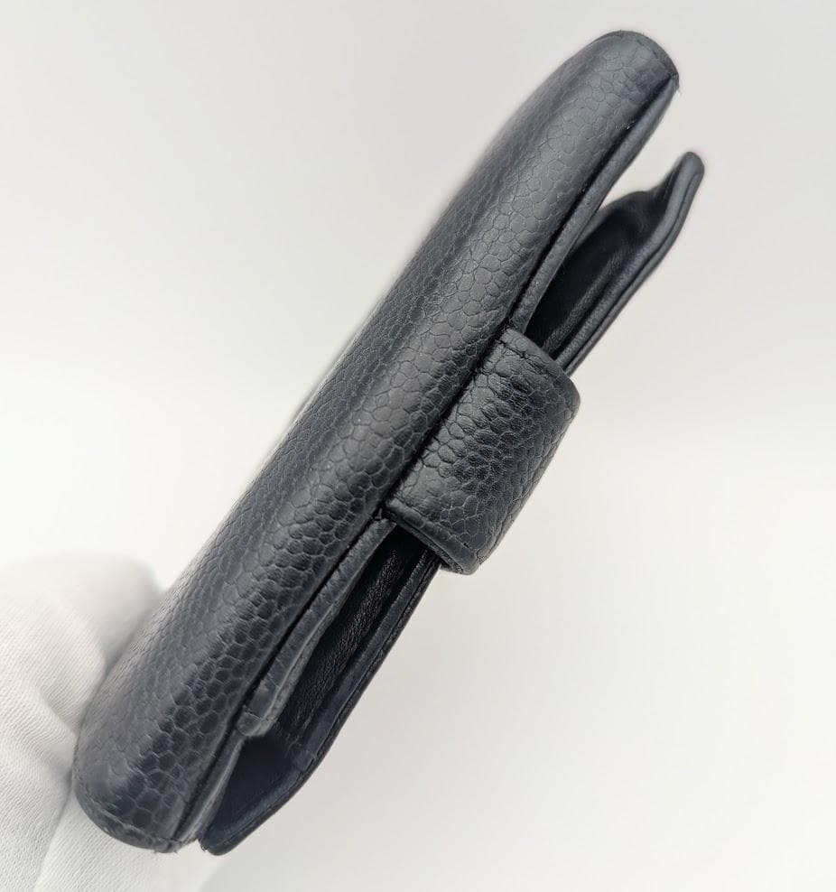CHANEL キャビアスキン 三つ折り財布 デカココ 黒