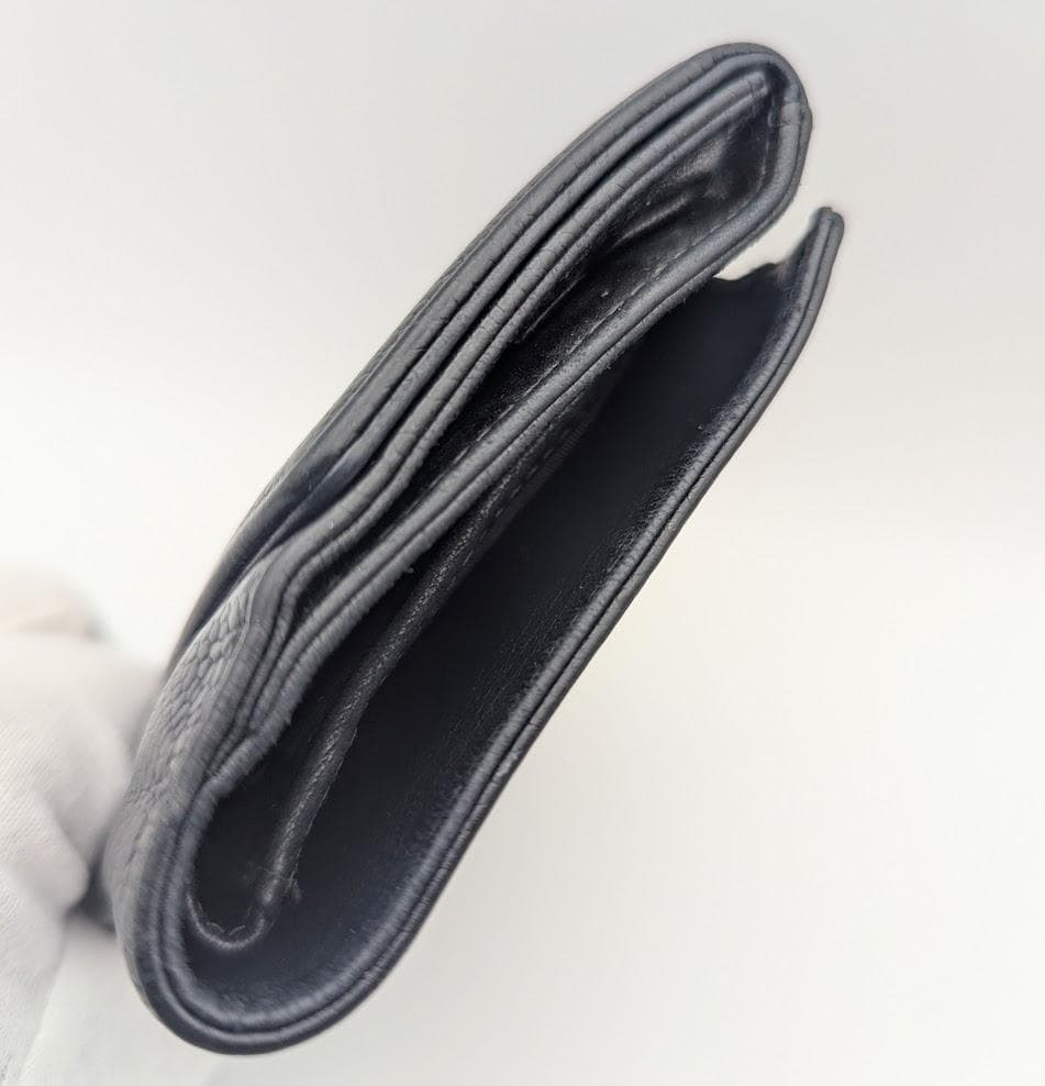 CHANEL キャビアスキン 三つ折り財布 デカココ 黒