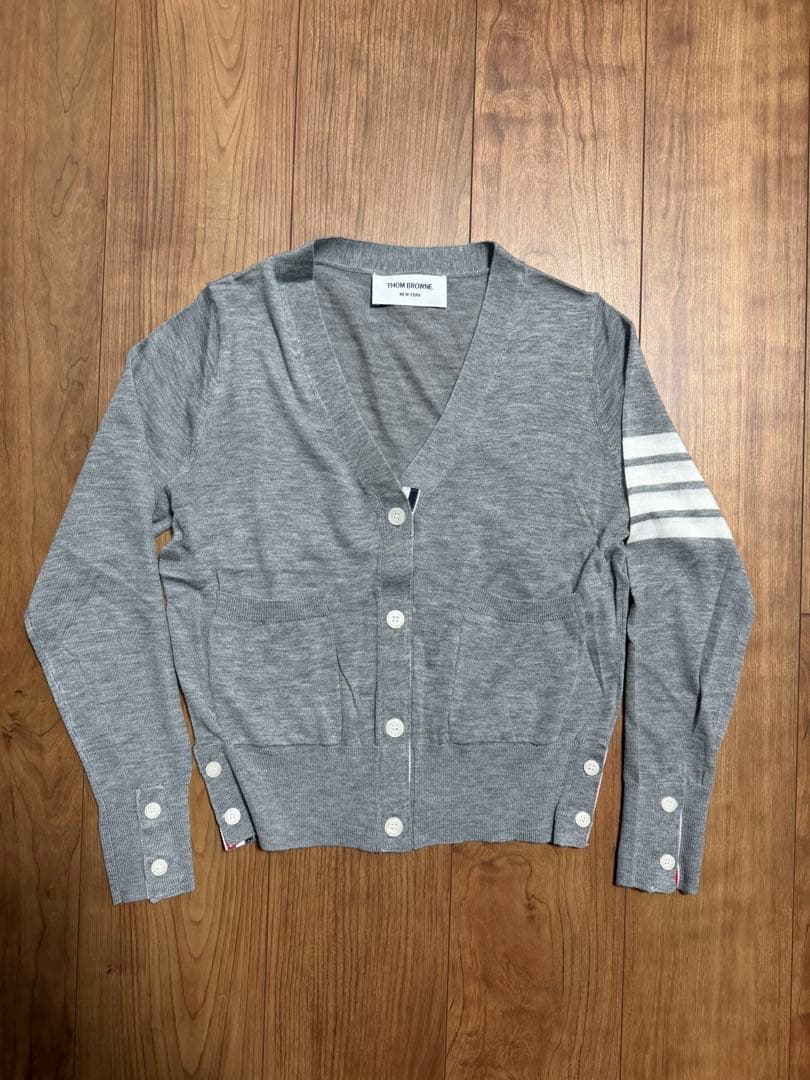【toa.】THOM BROWNE メリノウール 4bar カーディガン