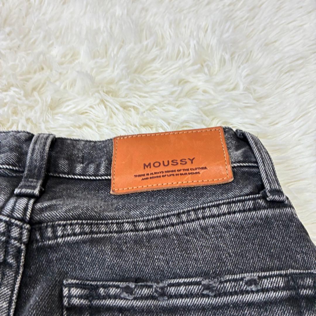 moussy MVS フレアデニム ストレッチ　牛革　25 ブラック　y2k