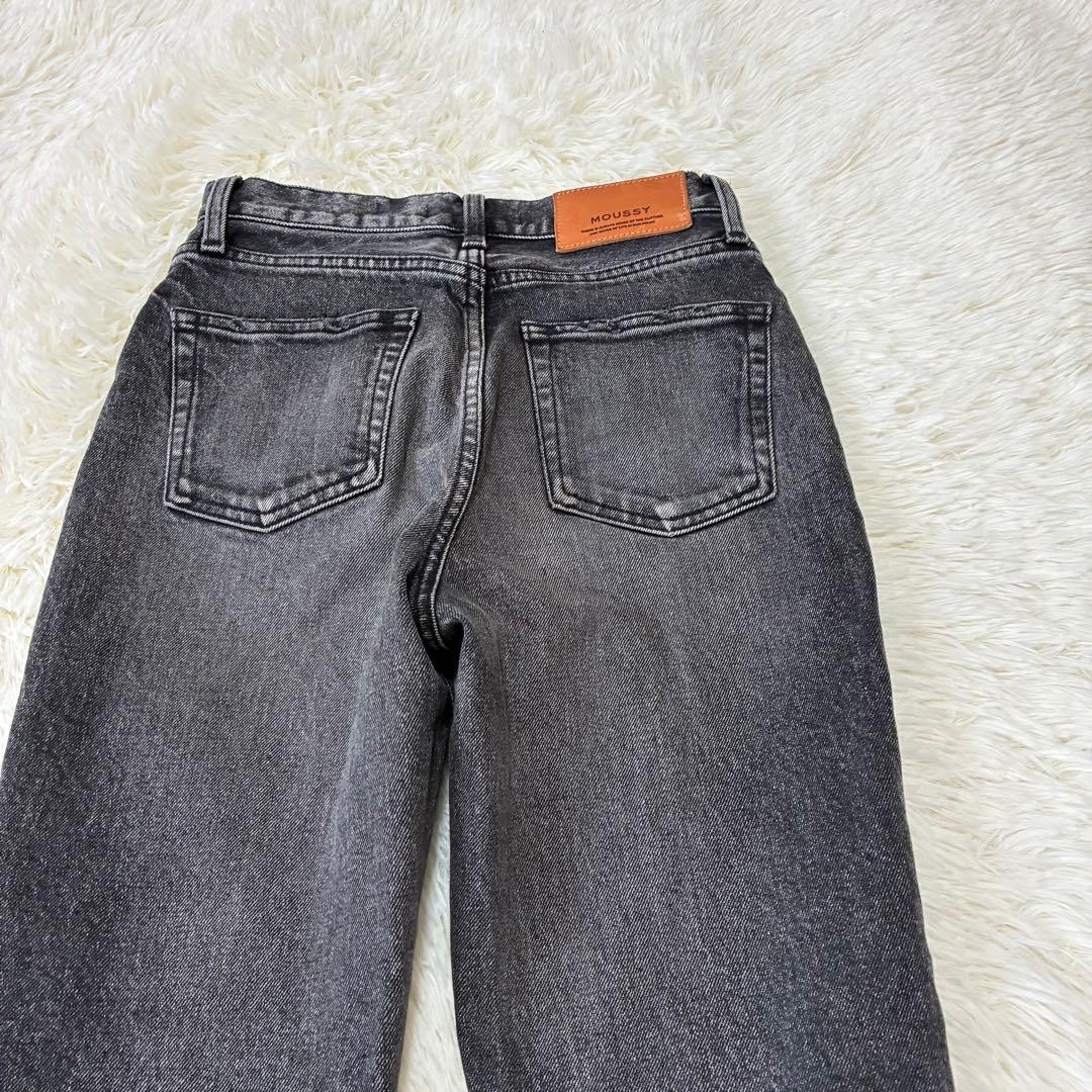 moussy MVS フレアデニム ストレッチ　牛革　25 ブラック　y2k