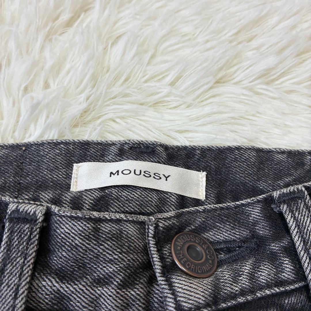 moussy MVS フレアデニム ストレッチ　牛革　25 ブラック　y2k