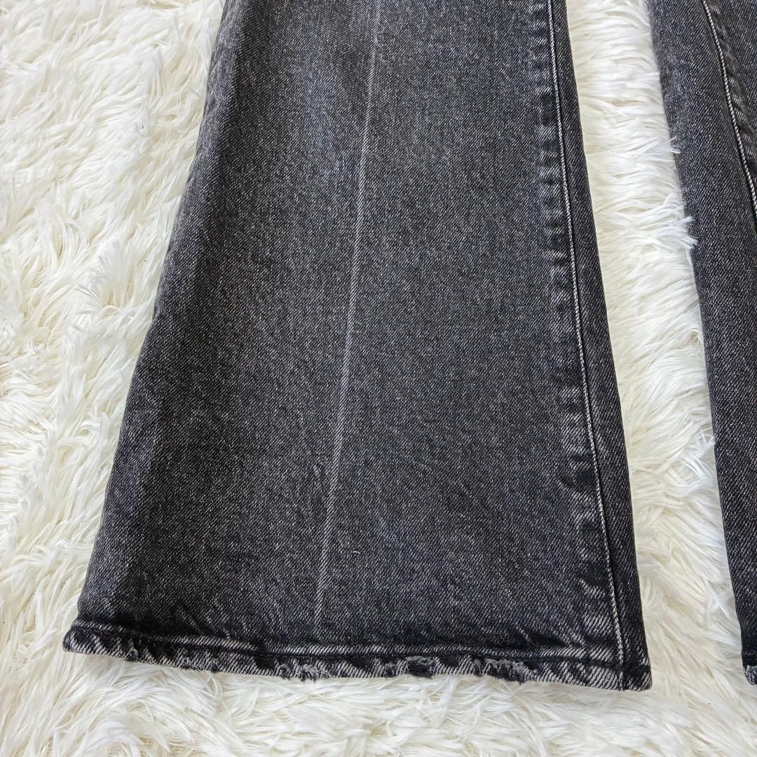 moussy MVS フレアデニム ストレッチ　牛革　25 ブラック　y2k