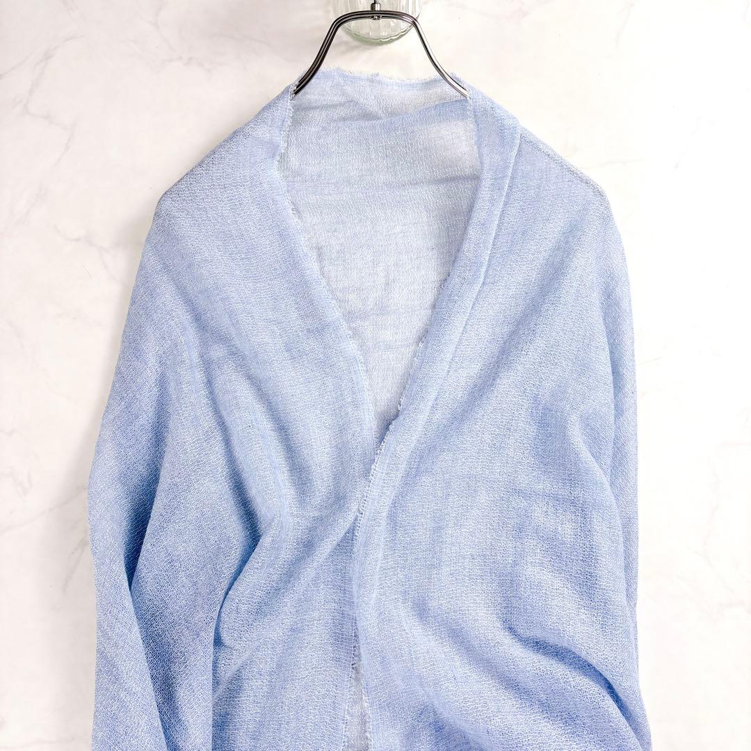 新品✨LANVIN カシミヤ混 大判ストール ラメ 春色 洗える 水色