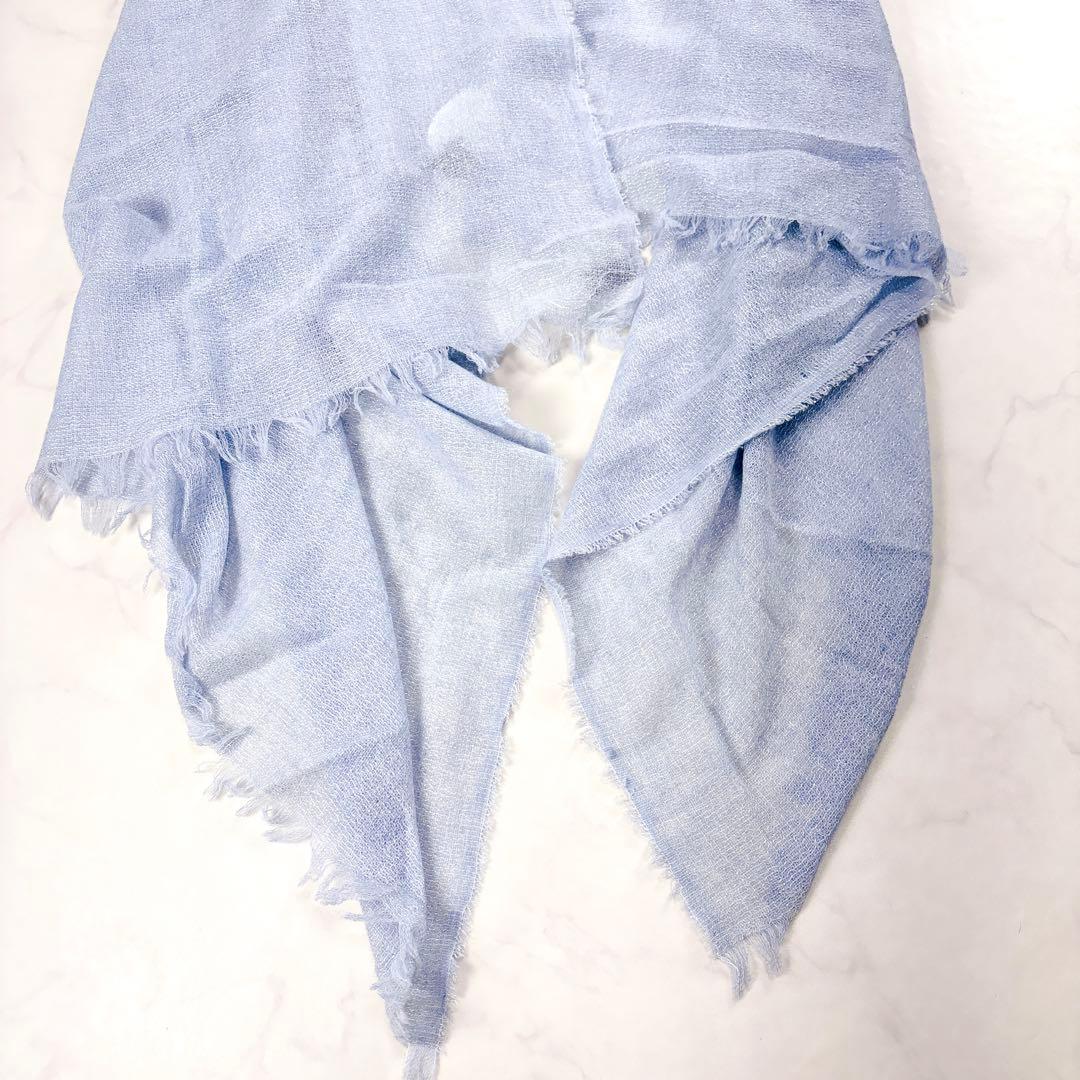 新品✨LANVIN カシミヤ混 大判ストール ラメ 春色 洗える 水色