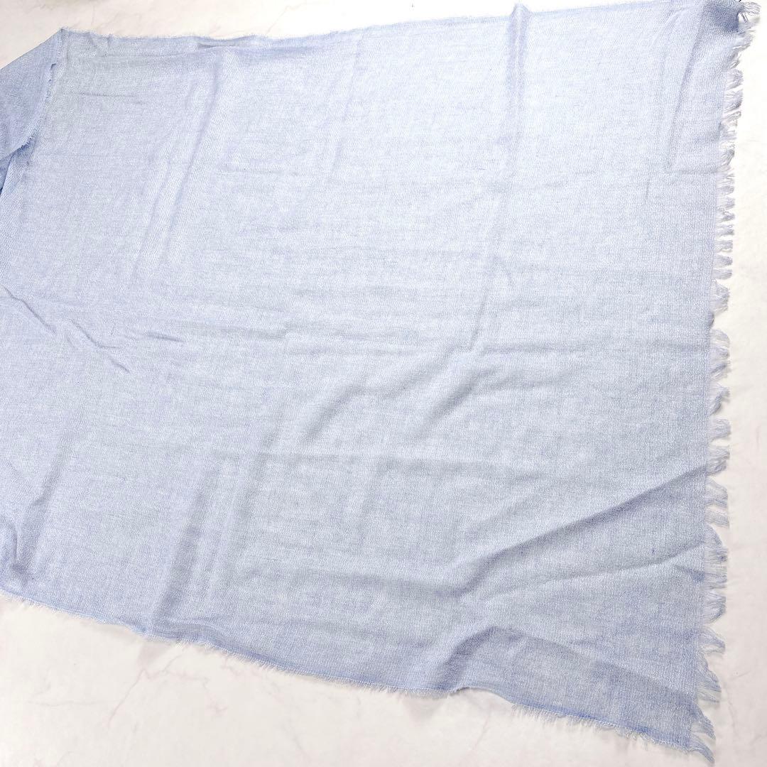 新品✨LANVIN カシミヤ混 大判ストール ラメ 春色 洗える 水色