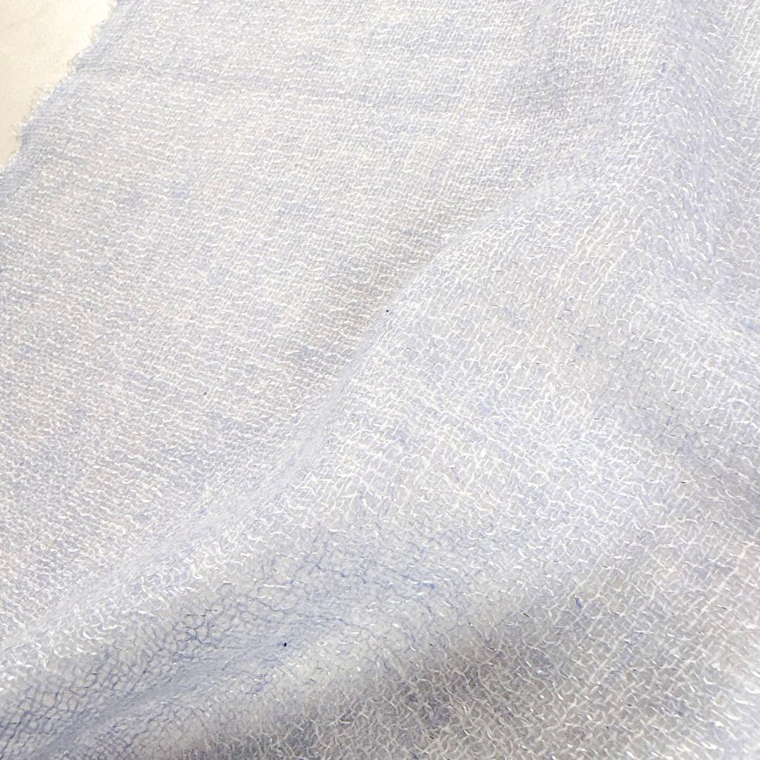 新品✨LANVIN カシミヤ混 大判ストール ラメ 春色 洗える 水色