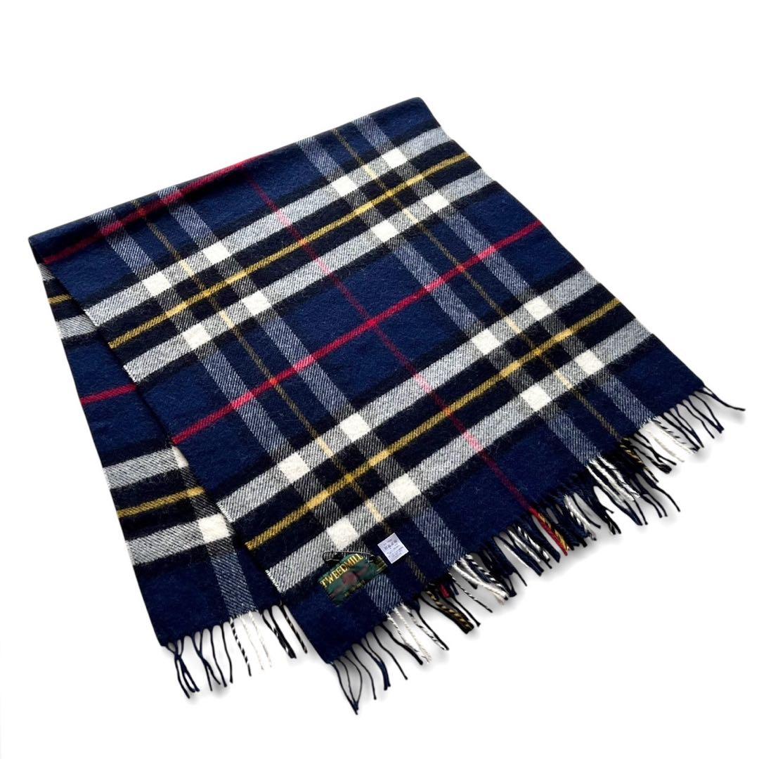 【極美品】TWEEDMILL/大判ストール/180cm x 75cm/ネイビー系