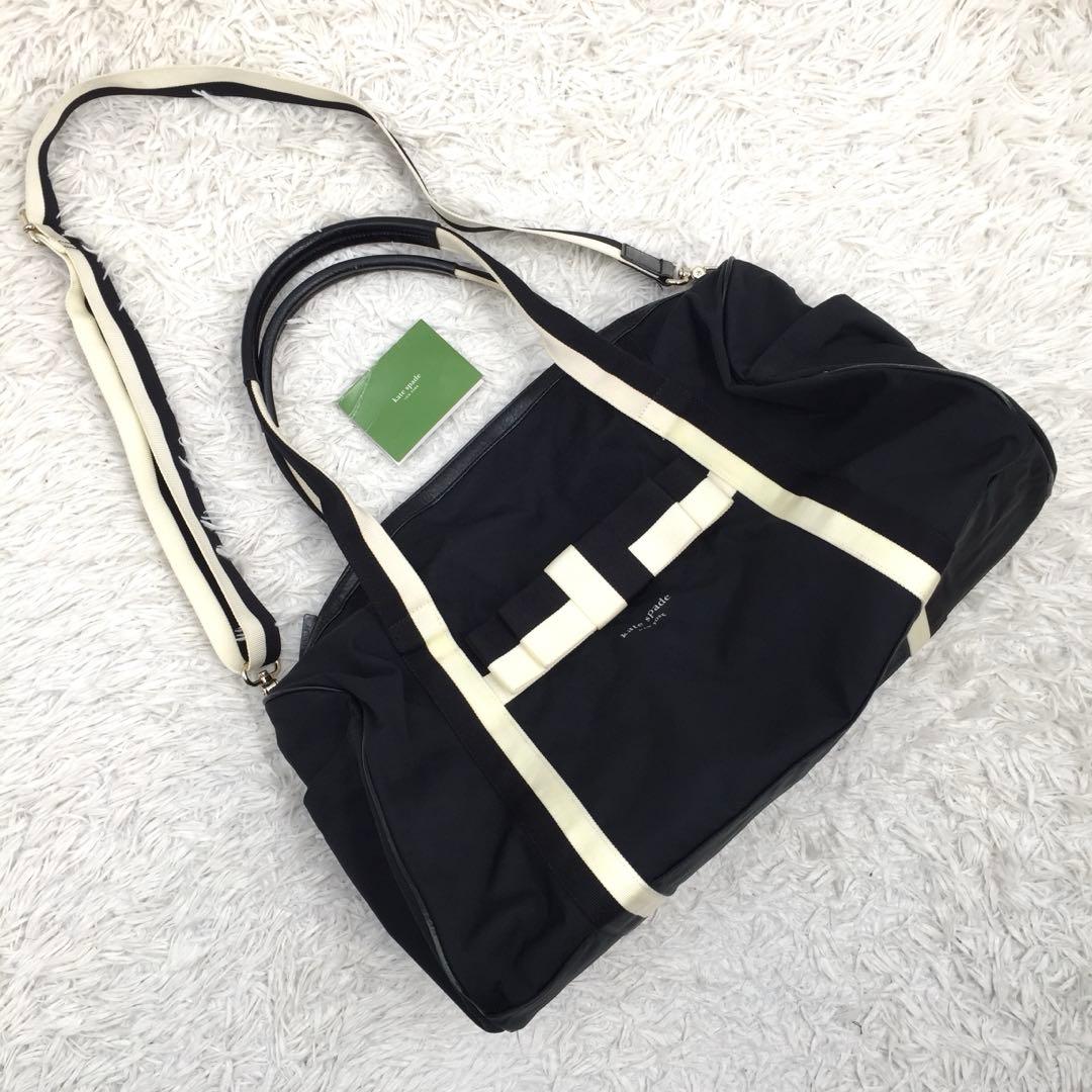 【人気】ケイトスペードニューヨーク 2WAY リボン ボストンバッグ 黒