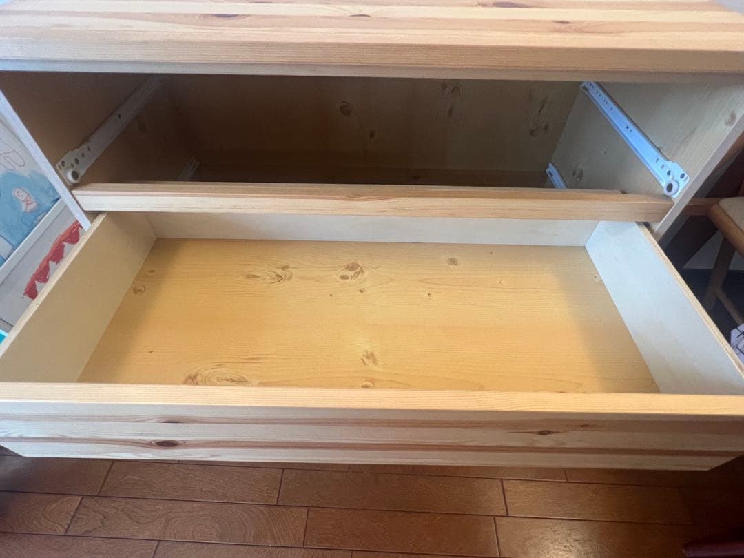 無印良品　パイン材４段チェスト・ワイド