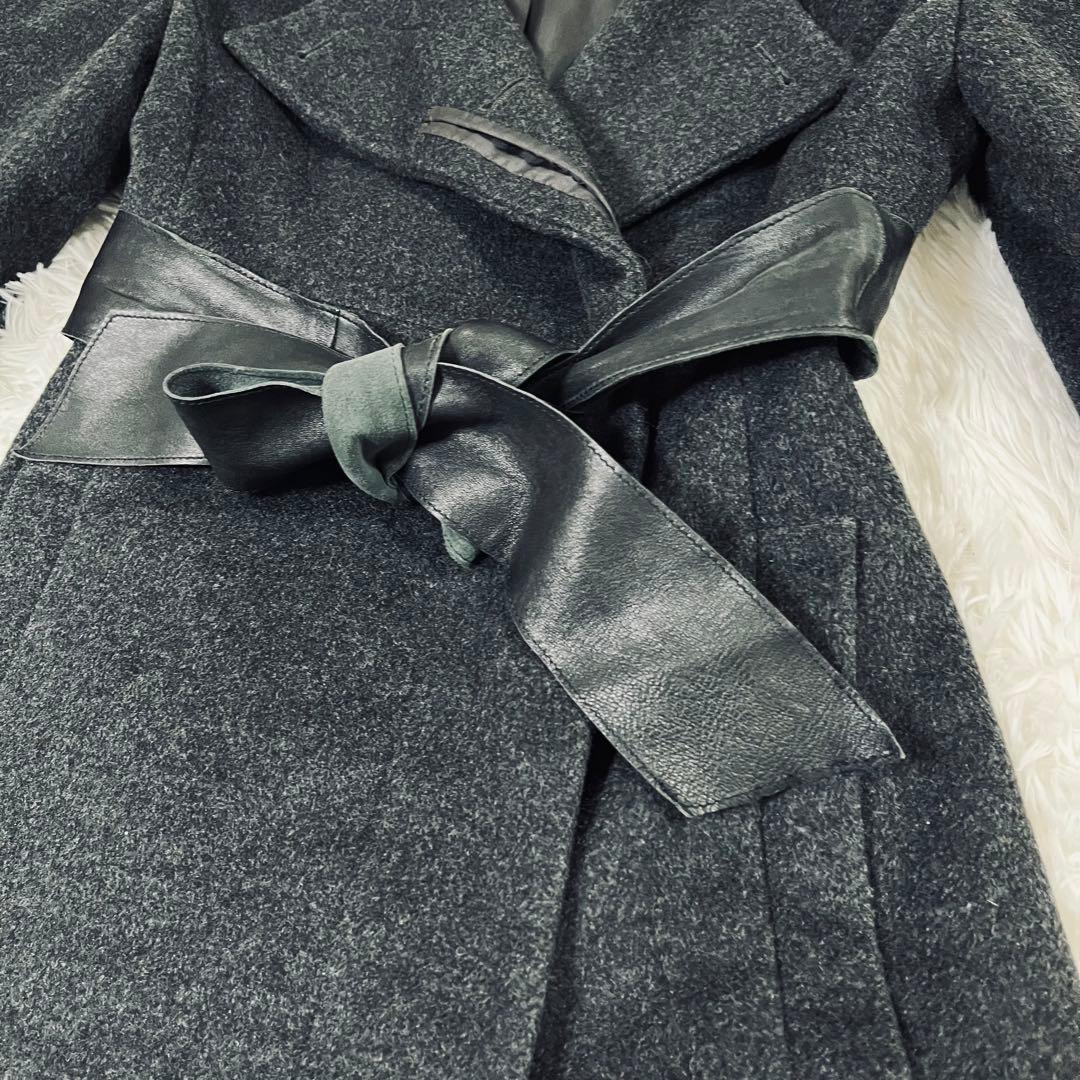 美品 MAX&Co. マックスアンドコー ロングコート アンゴラ混 ベルト 38