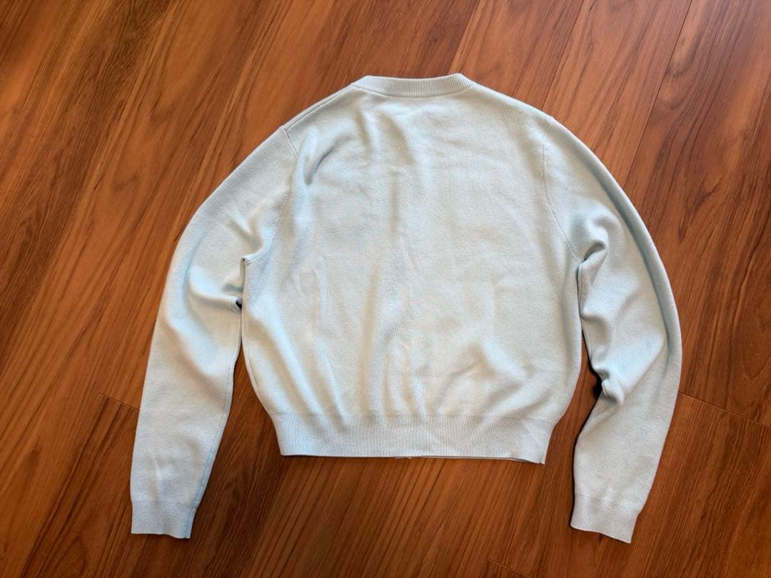 CABaNコットンカシミヤクルーネックカーディガン　アイスブルーS