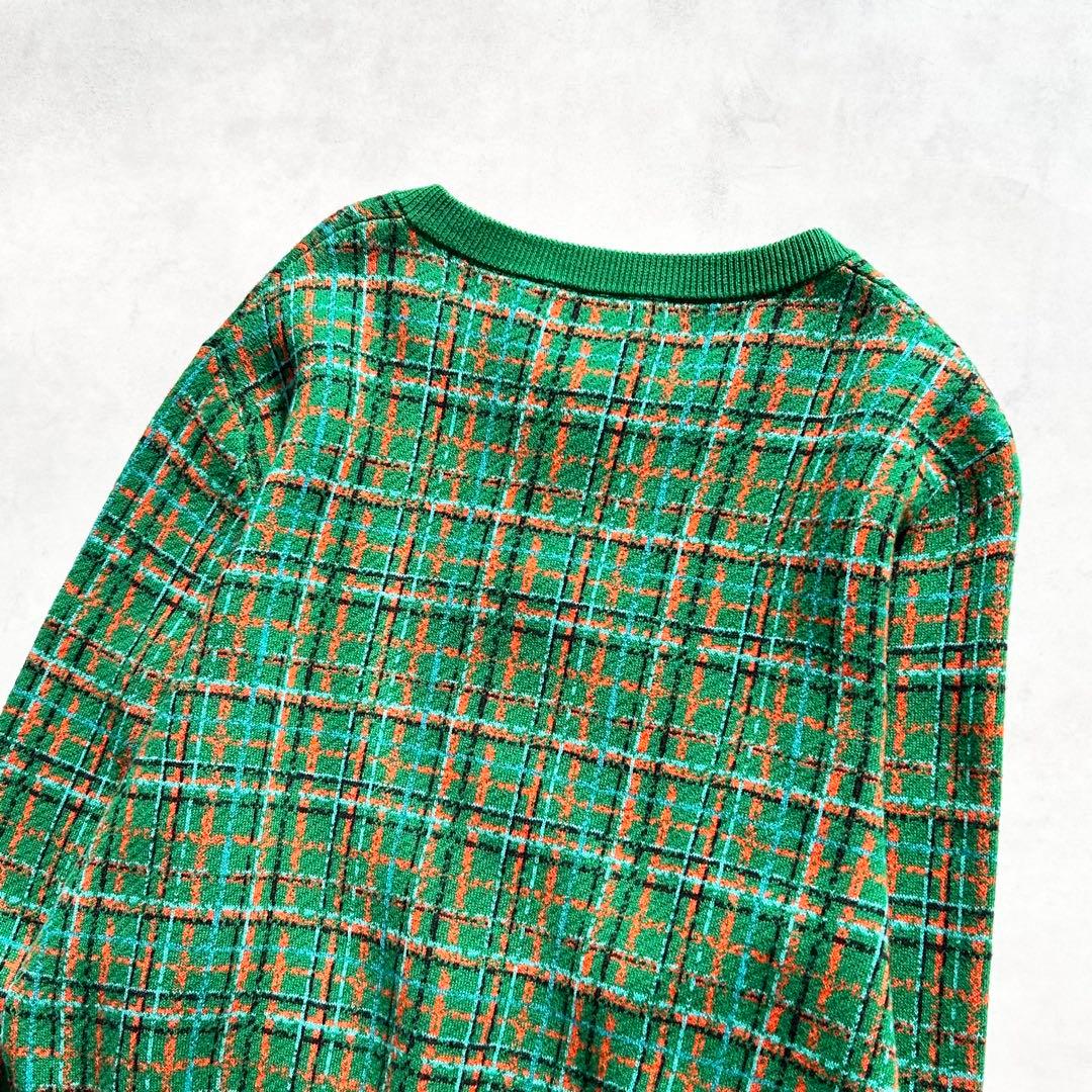 ♡美品♡ キャバン コットンカシミヤチェックジャカード カーディガン　グリーン