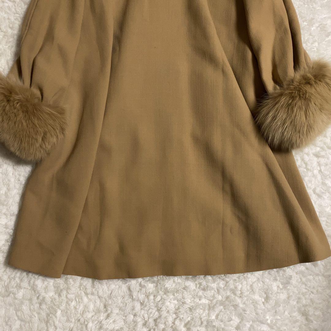 少美品！FOXEY ロングコート 2way フォックスファー キャメル F