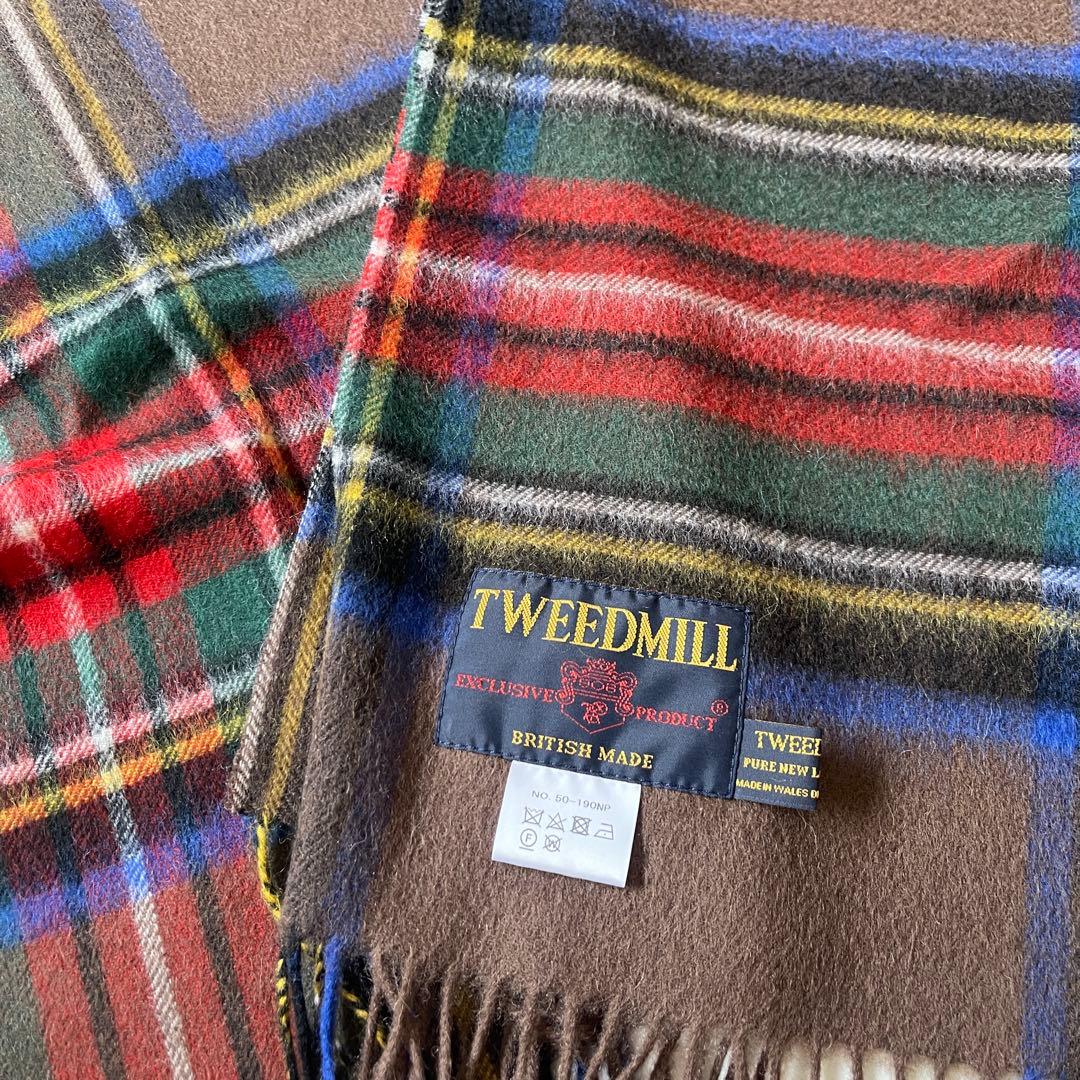 極美品 TWEED MILL マフラー 中判ストール タバコブラウン 近年モデル