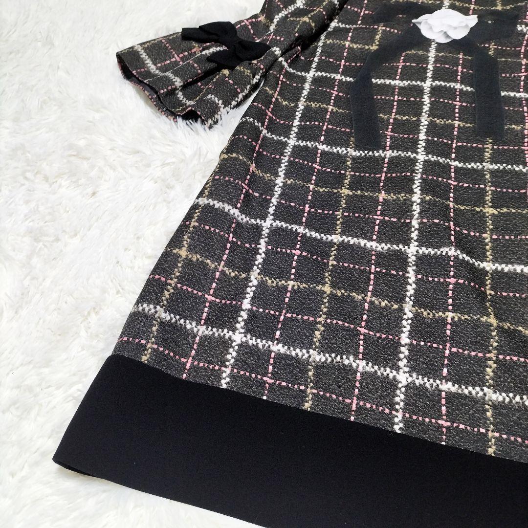 ✨極美品✨ M'S GRACY ツイードライクプリントワンピース リボン 膝丈