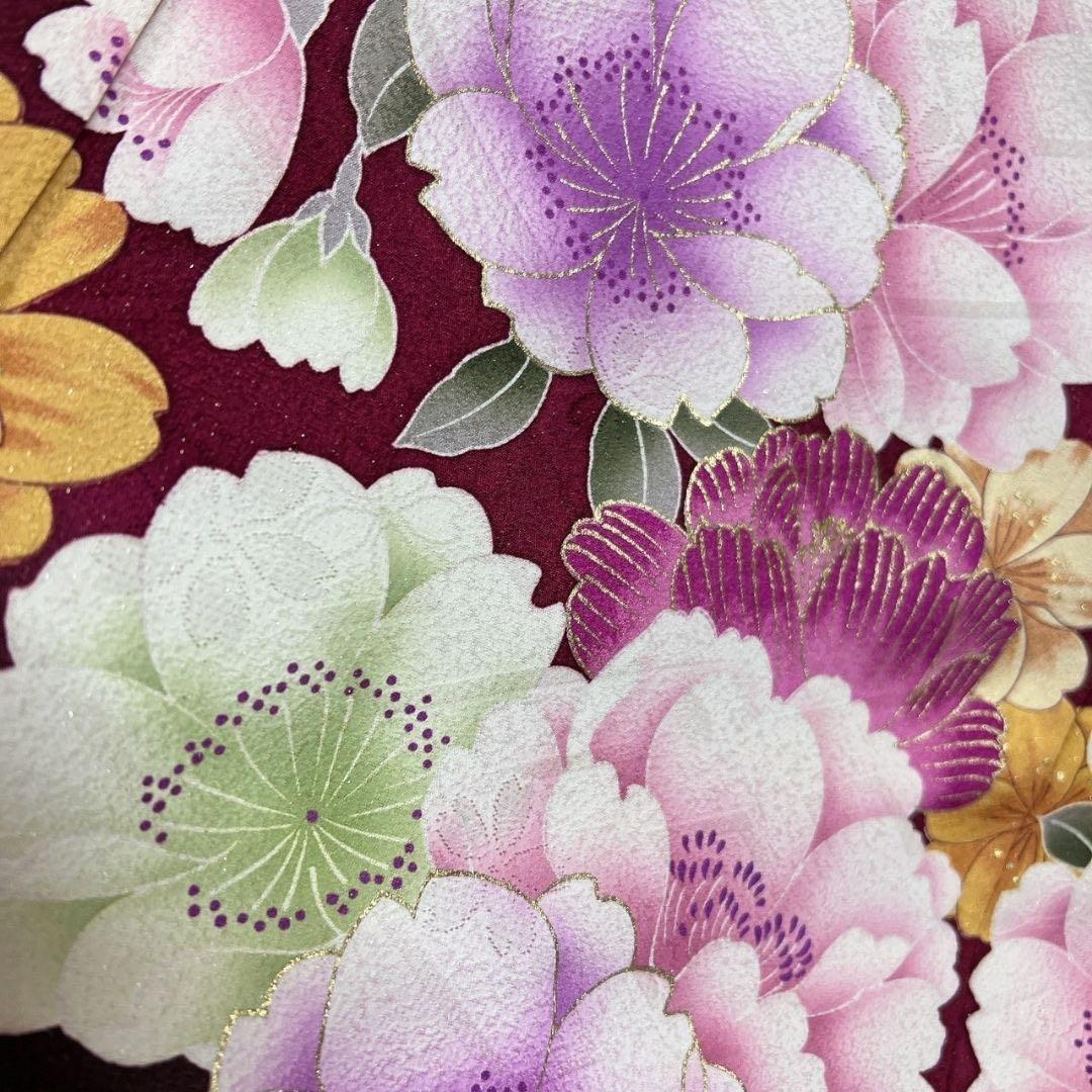 刺繍　金通し　牡丹　桜花模様　振袖　晴れの日　成人式　卒業式　着物　114p