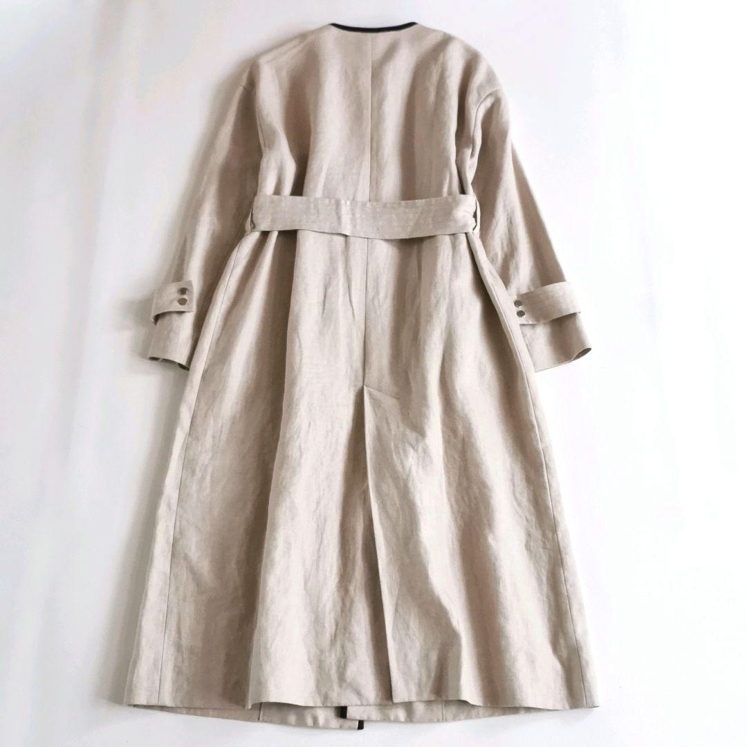 【美品✨】ユナイテッドアローズ リネン パイピングノーカラーロングコート 38