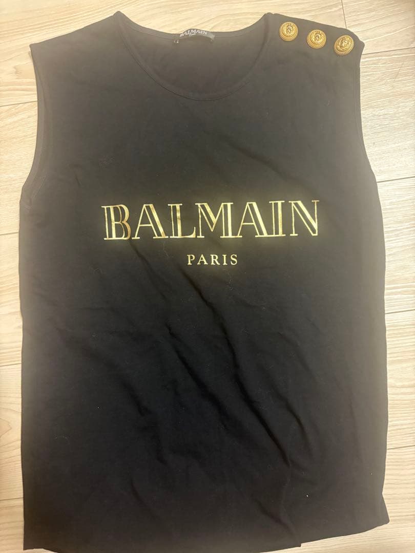 BALMAIN ブラック ノースリーブ Tシャツ