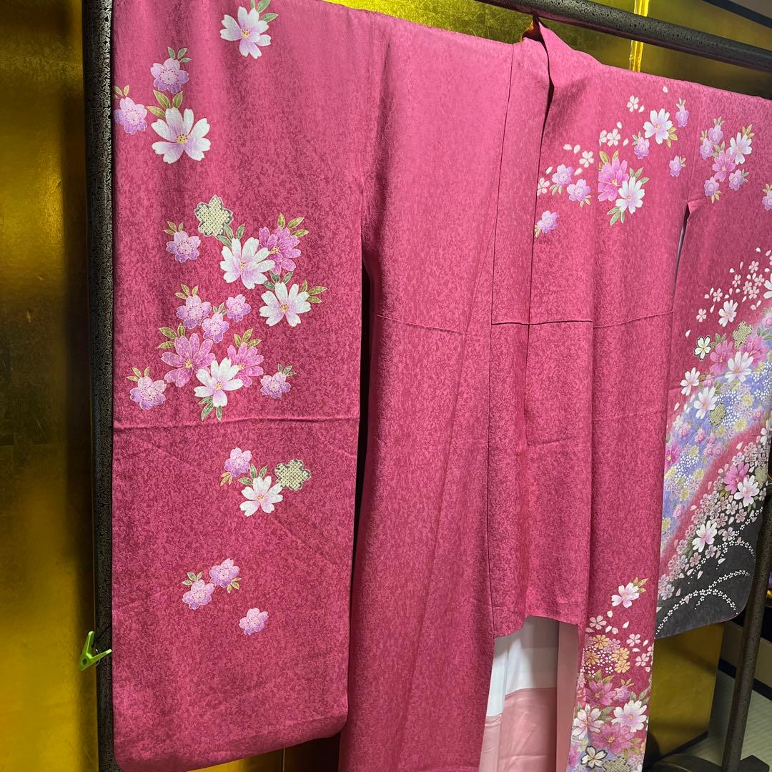 振袖　正絹　成人式　ピンク
