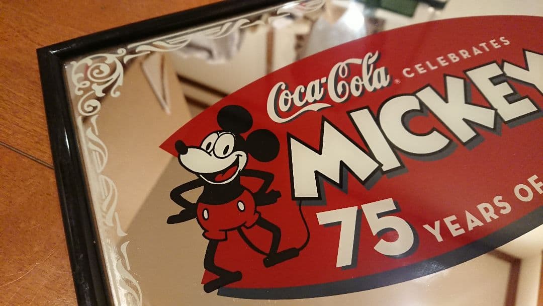 コカコーラ×ミッキーマウス75周年パブミラー　ヴィンテージ