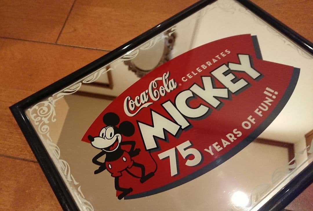 コカコーラ×ミッキーマウス75周年パブミラー　ヴィンテージ
