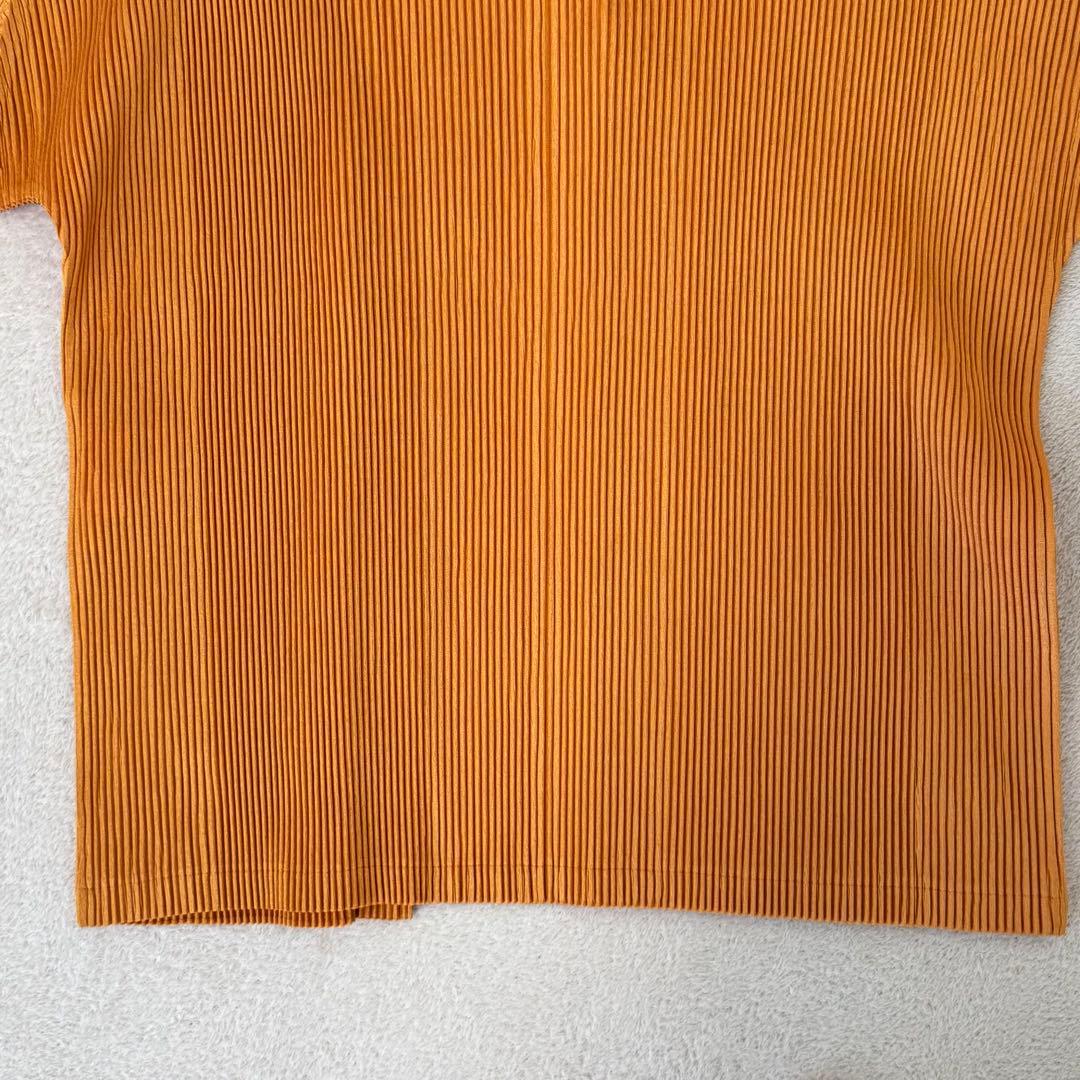 極美品✨PLEATS PLEASE プリーツ　ノーカラー　オレンジ　長袖
