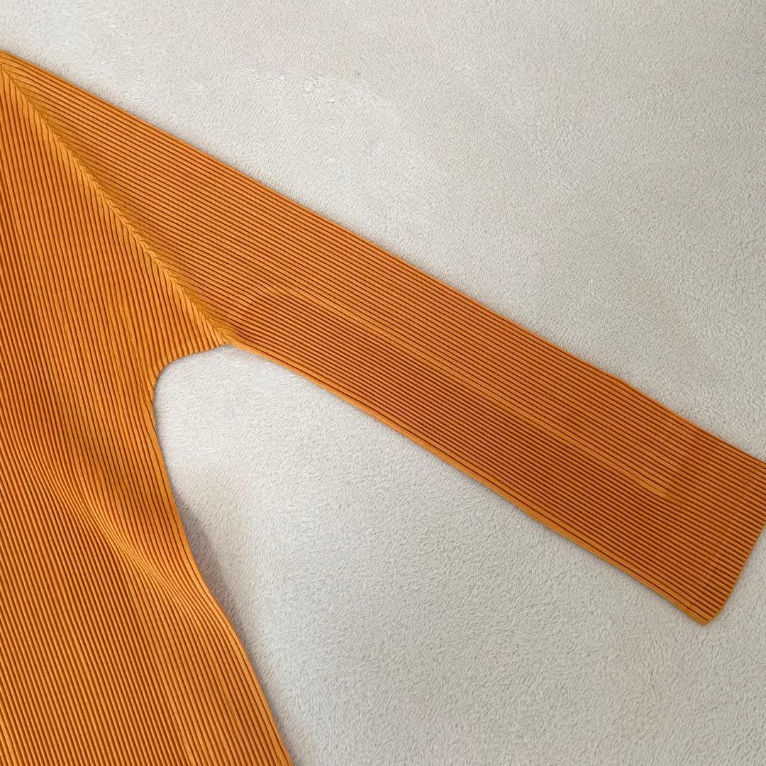 極美品✨PLEATS PLEASE プリーツ　ノーカラー　オレンジ　長袖