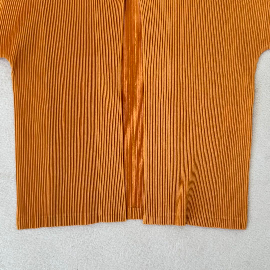 極美品✨PLEATS PLEASE プリーツ　ノーカラー　オレンジ　長袖