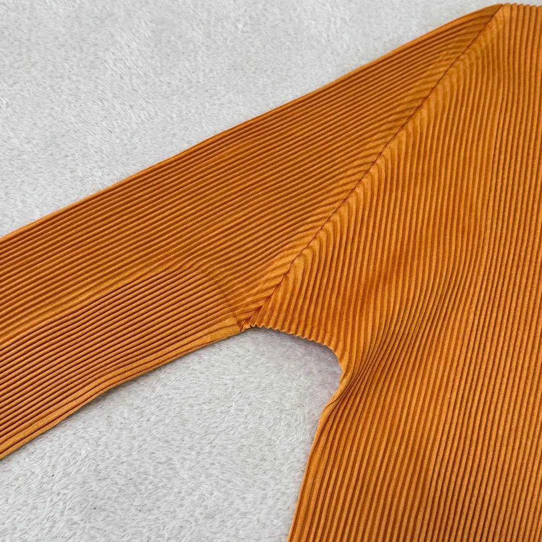 極美品✨PLEATS PLEASE プリーツ　ノーカラー　オレンジ　長袖