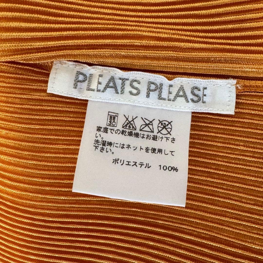 極美品✨PLEATS PLEASE プリーツ　ノーカラー　オレンジ　長袖