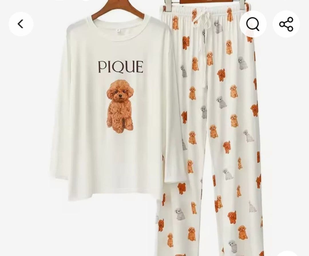 PIQUE 犬プリント ルームウェアセット