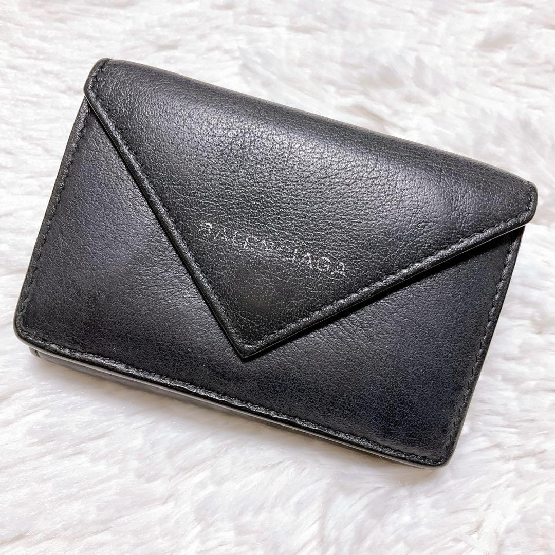 ⭐︎美品⭐︎バレンシアガ 三つ折り 財布 エブリデイ ペーパー レザー ブラック 箱