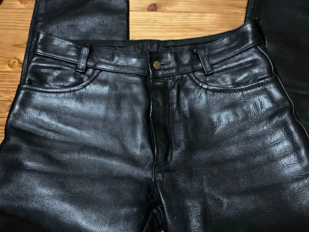 VANSONブラックレザー スリムフィットパンツ　サイズ36