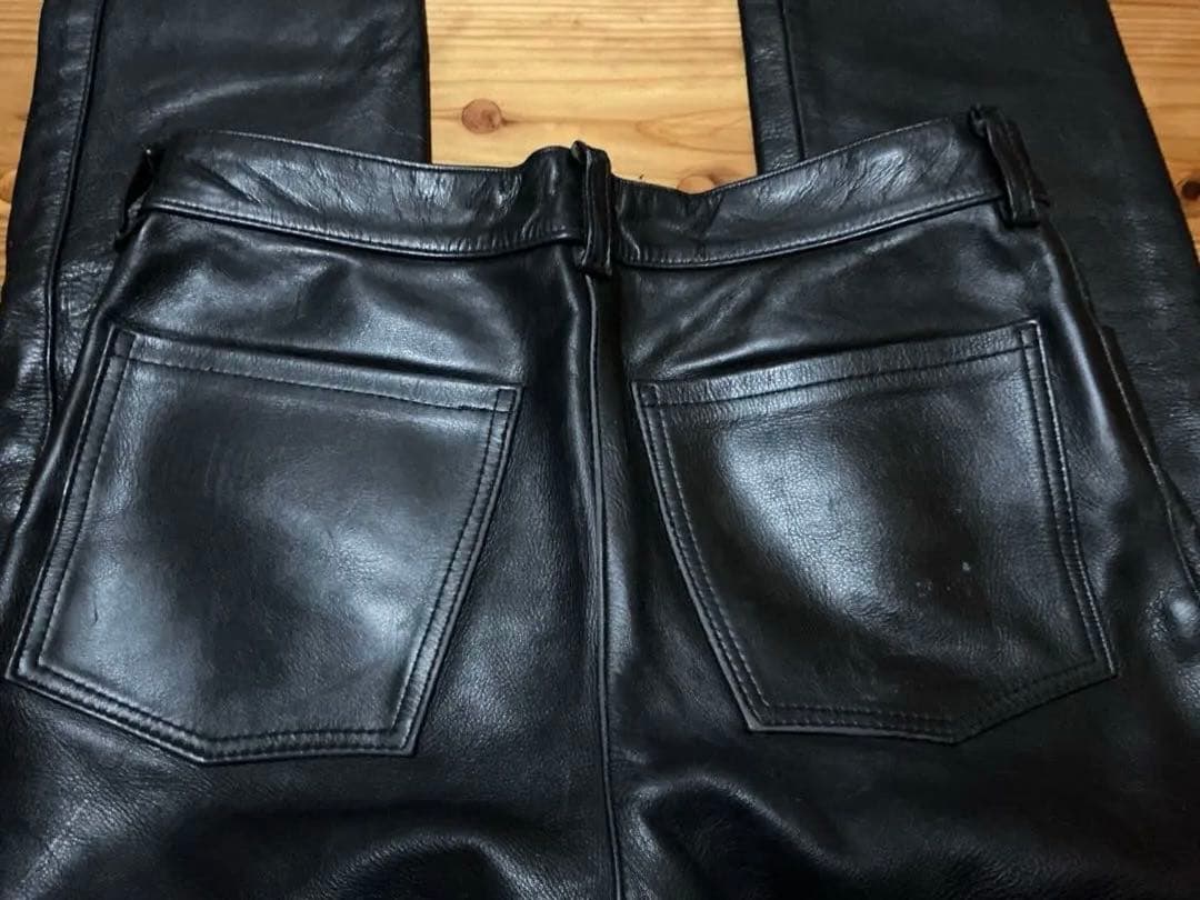 VANSONブラックレザー スリムフィットパンツ　サイズ36