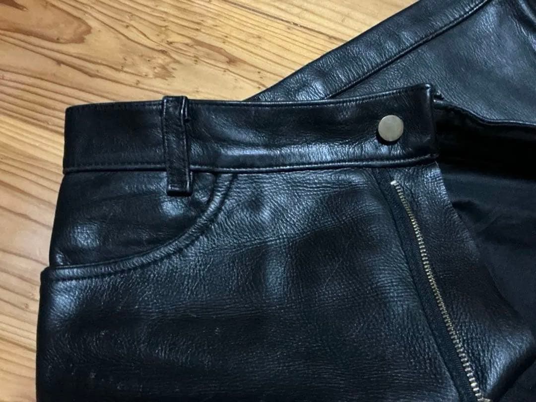 VANSONブラックレザー スリムフィットパンツ　サイズ36
