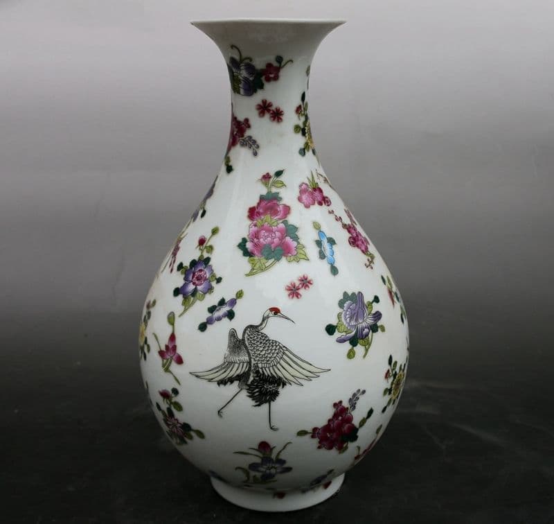 乾隆ツルです花瓶 工芸品 美術品 置物