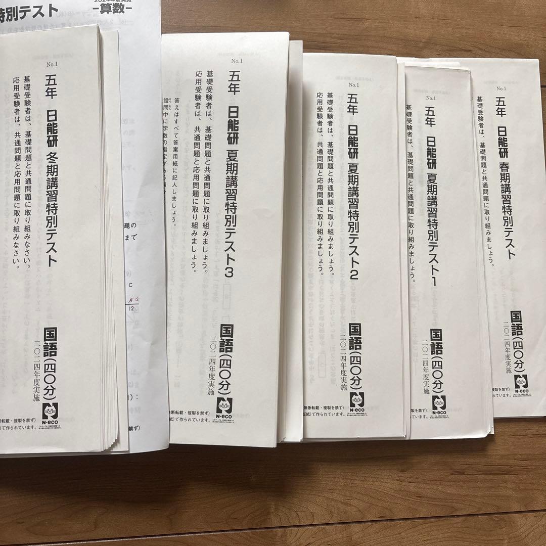 日能研　5年　思考力育成テスト　育成テスト後期　春期夏期冬期講習テスト2024年