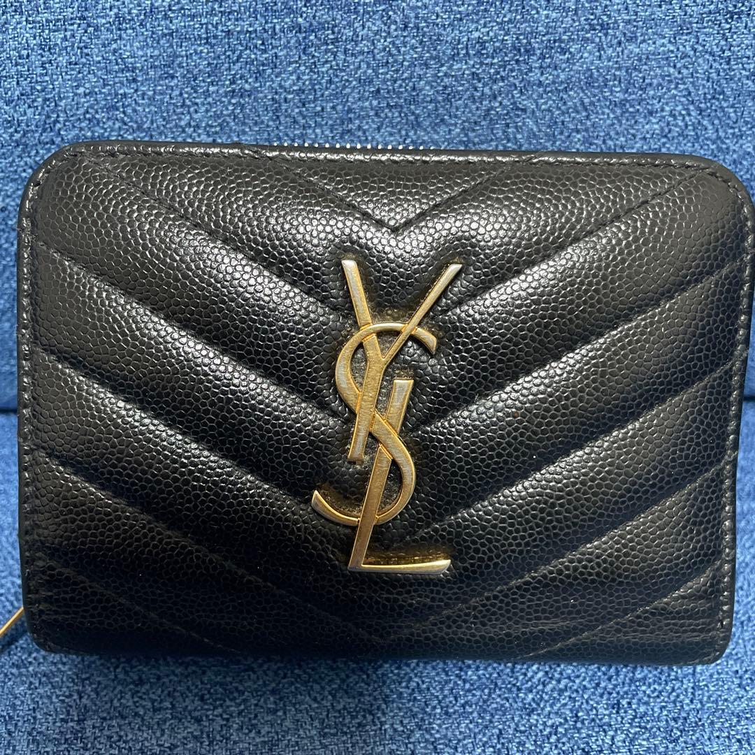 【大人気】SAINT LAURENT ブラック 二つ折り財布