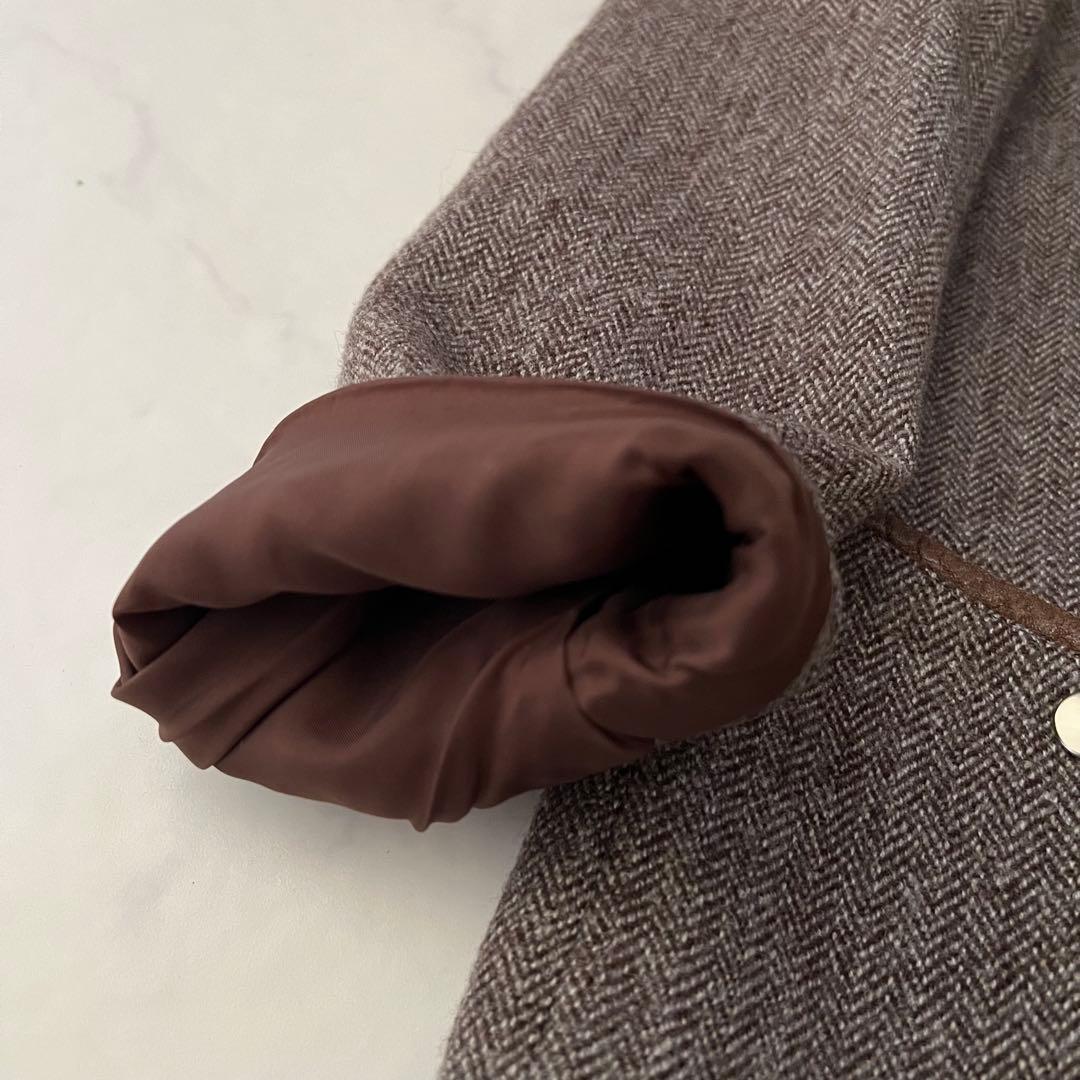 美品 Thierry Mugler テーラードジャケット レザー　ヘリンボーン