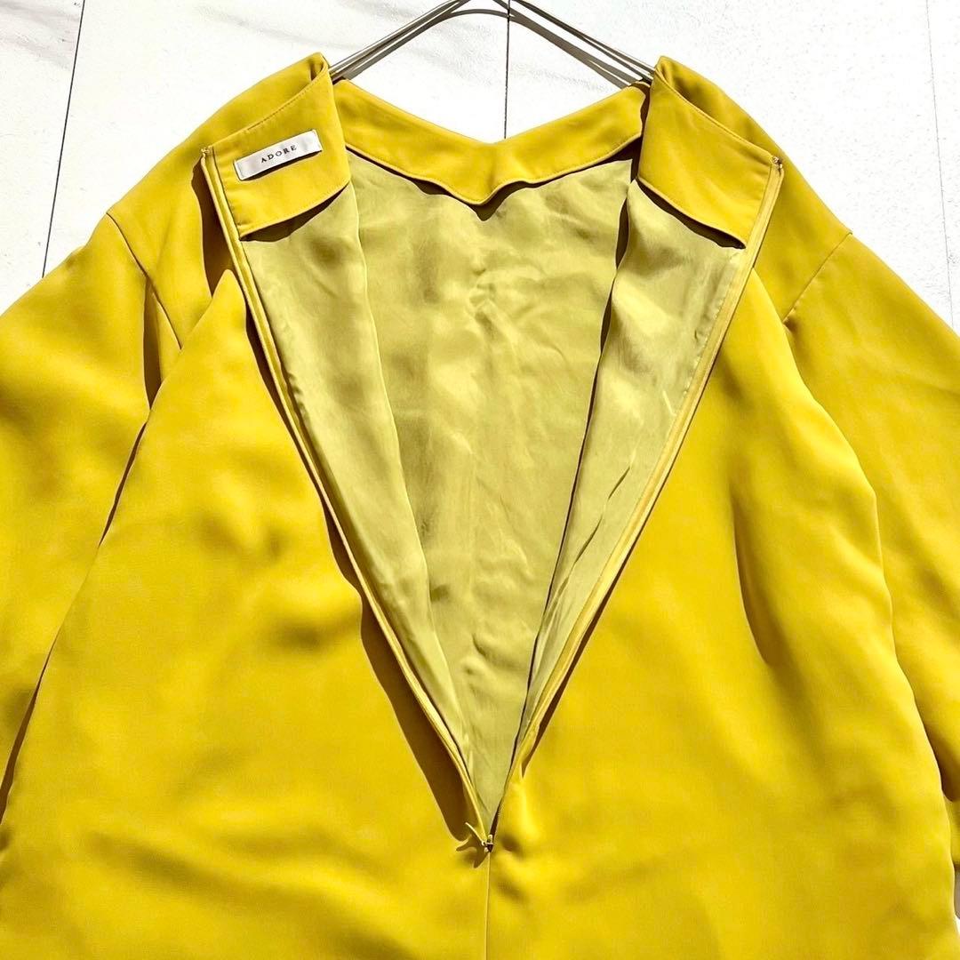 美品✨アドーア ソフトジョーゼットバルーンスリーブワンピース イエロー M