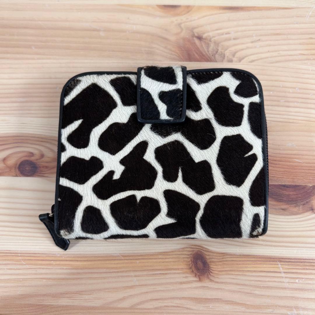 希少　PRADA プラダ　ハラコ　アニマル　ラウンドジップ　二つ折り財布