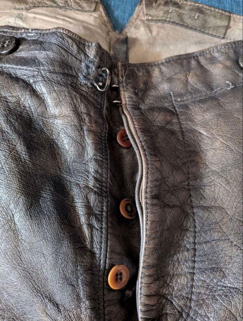 30s40s フランス ヴィンテージ レザージョッパーズパンツ モーターサイクル