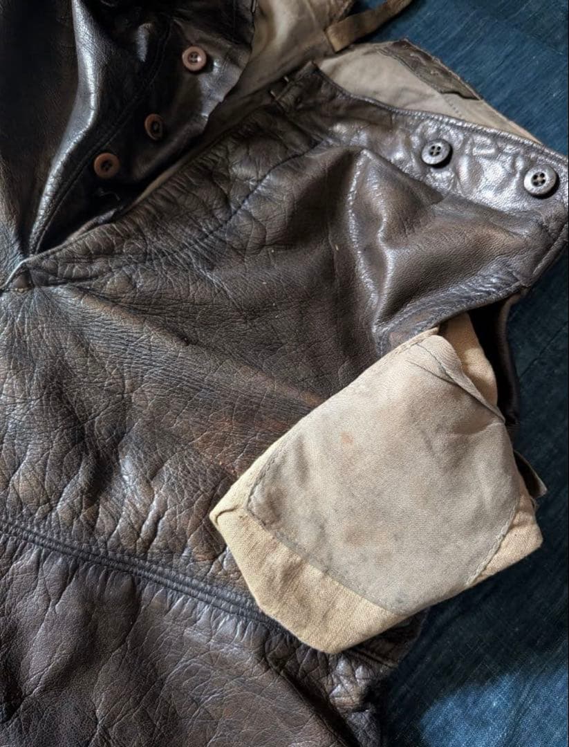 30s40s フランス ヴィンテージ レザージョッパーズパンツ モーターサイクル