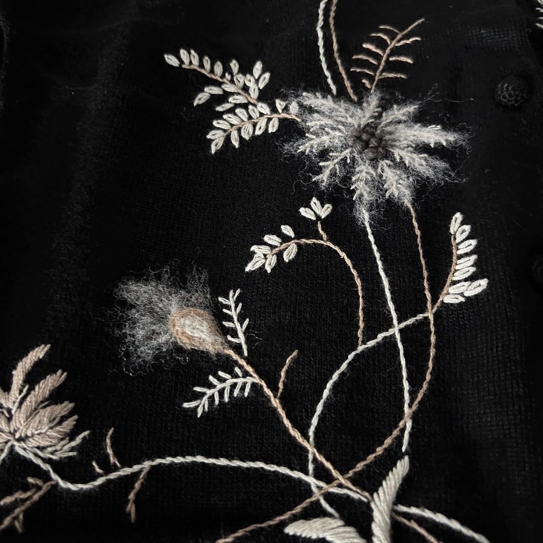 未使用タグ付　Sybilla シビラ　長袖　刺繍　カーディガン　黒