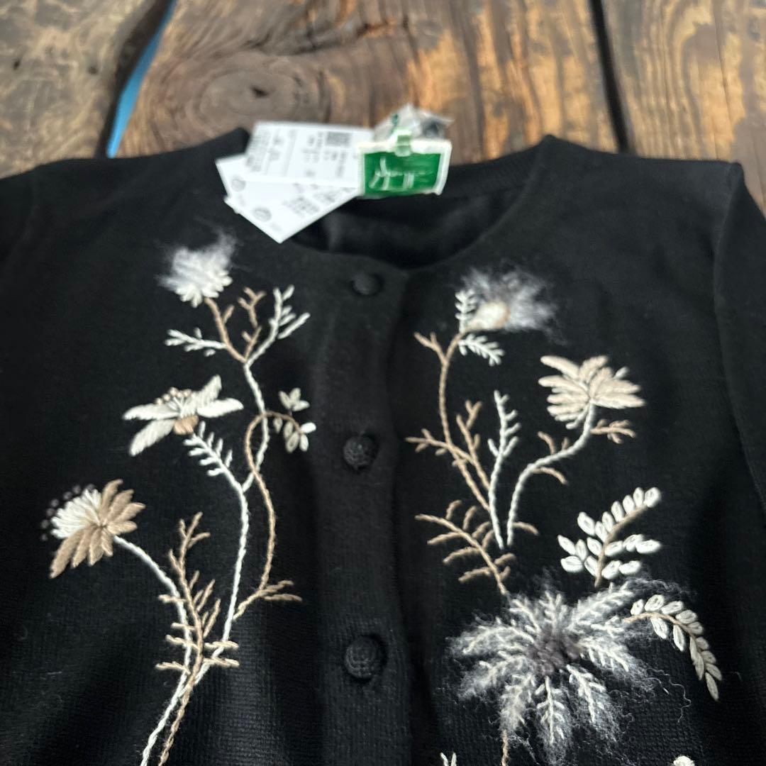 未使用タグ付　Sybilla シビラ　長袖　刺繍　カーディガン　黒