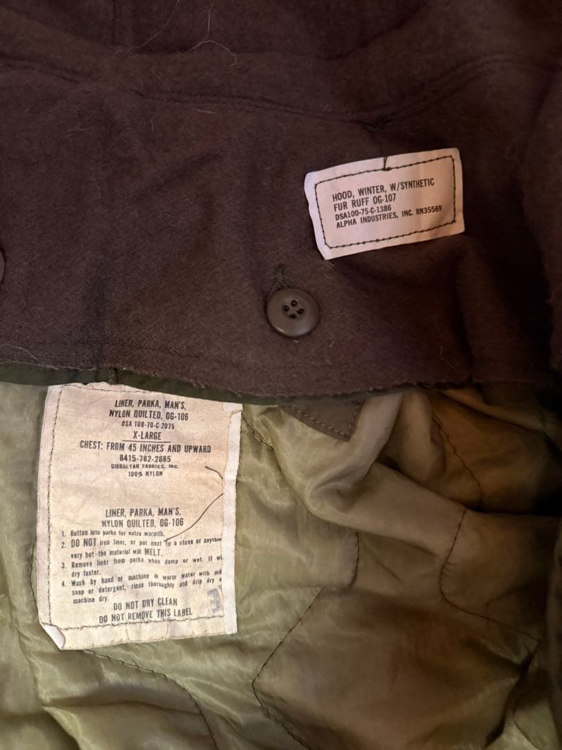 極美品 フルセット US ARMY M65 パーカ XL モッズ