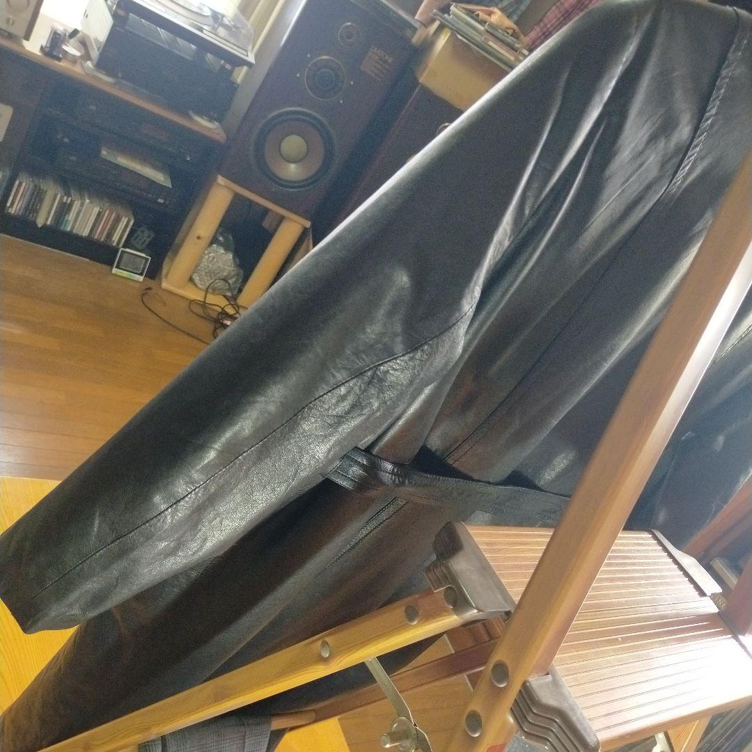 ブラック#軽量高級牛革#レディース#ロングコート#保護艶出し仕上げ済み